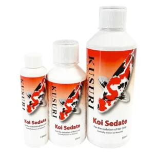Bottle of Kusuri Koi Sedate – fish sedation and euthanasia solution for koi carp