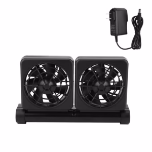 Dual head aquarium cooling fan reducing tank water temperature